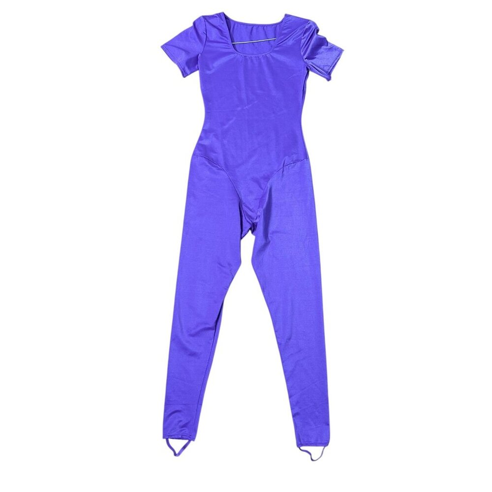 1980s purple unitard full body suit Size M